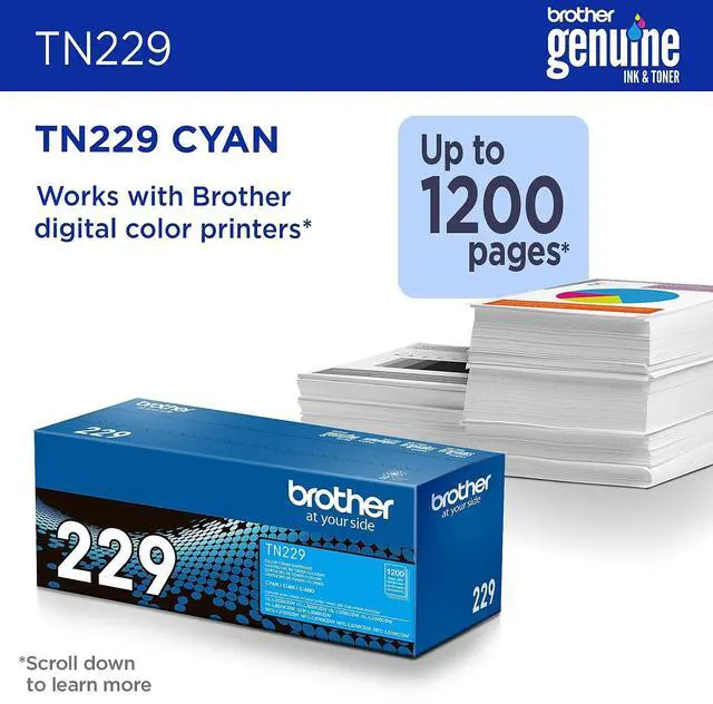 Alt view image 13 of 16 - Brother Genuine TN229C Standard Yield Cyan Toner Cartridge
