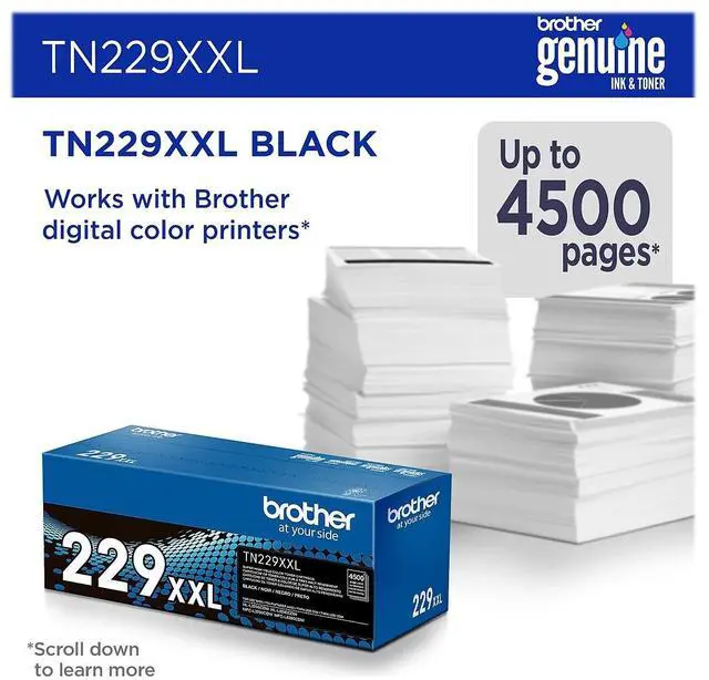 Alt view image 4 of 9 - Brother Genuine TN229XXLBK Super High-yield Black Toner Cartridge