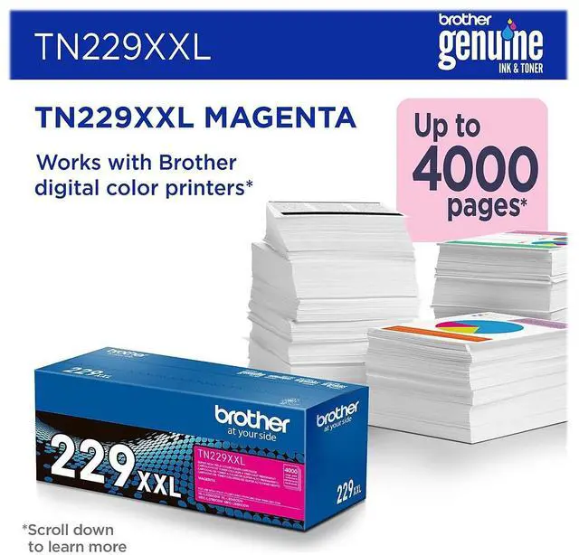 Alt view image 11 of 16 - Brother Genuine TN229XXLM Super High-yield Magenta Toner Cartridge