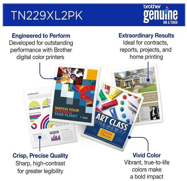 Alt view image 12 of 16 - Brother Genuine TN229XL2PK High-yield Black Toner Cartridge Twin-Pack