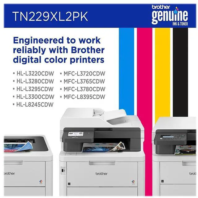 Alt view image 14 of 16 - Brother Genuine TN229XL2PK High-yield Black Toner Cartridge Twin-Pack
