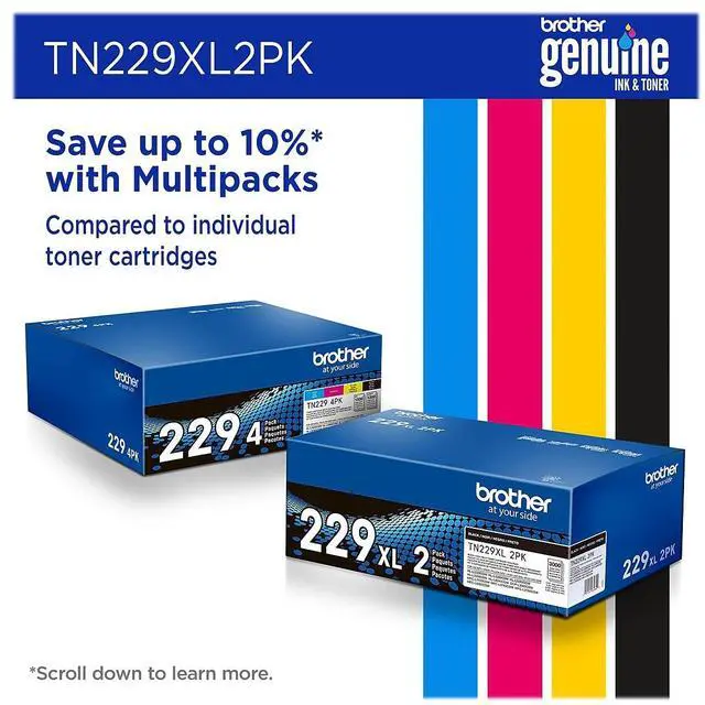 Alt view image 16 of 16 - Brother Genuine TN229XL2PK High-yield Black Toner Cartridge Twin-Pack