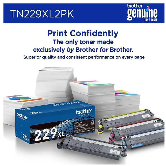 Alt view image 13 of 16 - Brother Genuine TN229XL2PK High-yield Black Toner Cartridge Twin-Pack