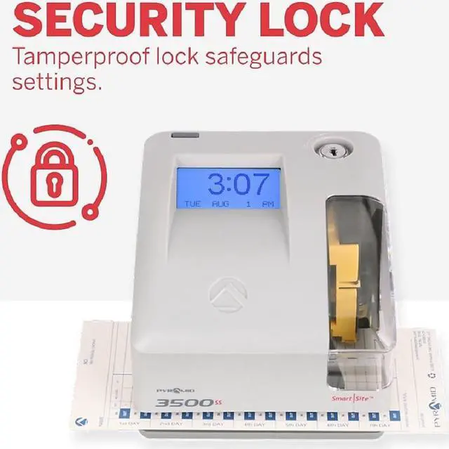Alt view image 10 of 12 - Pyramid Time Systems, 3500ss Time Clock & Document Stamp, includes Pyramid 3500ss Time Clock & Document Stamp, 25 Time Cards, 1 Ribbons & 2 Security Keys, Time Clocks