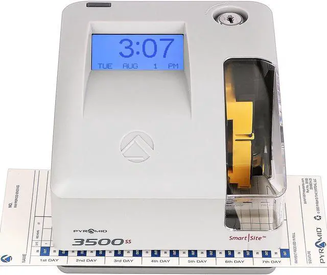 Alt view image 11 of 12 - Pyramid Time Systems, 3500ss Time Clock & Document Stamp, includes Pyramid 3500ss Time Clock & Document Stamp, 25 Time Cards, 1 Ribbons & 2 Security Keys, Time Clocks
