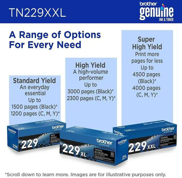 Alt view image 14 of 16 - Brother Genuine TN229XXLY Super High-yield Yellow Toner Cartridge