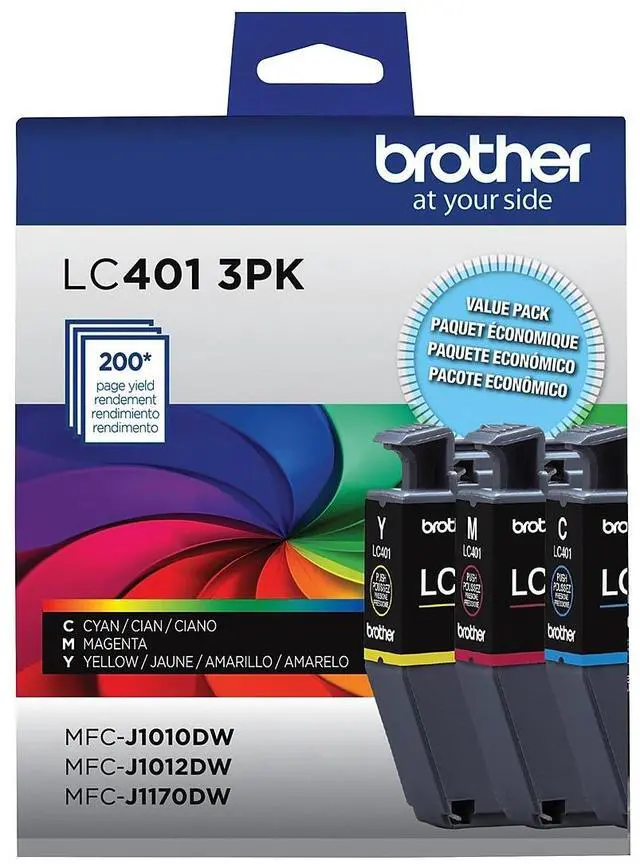 Alt view image 15 of 20 - Brother LC401 Cyan/Magenta/Yellow Standard Yield Ink Cartridges 3/Pack (LC4013PKS)