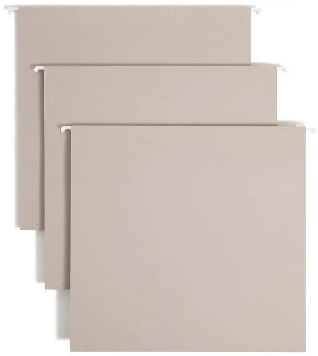 Alt view image 2 of 6 - Smead Heavy Duty TUFF Box Bottom Hanging File Folder 4" Expansion 1-Tab Letter Size Steel Gray 18/Box (64242)