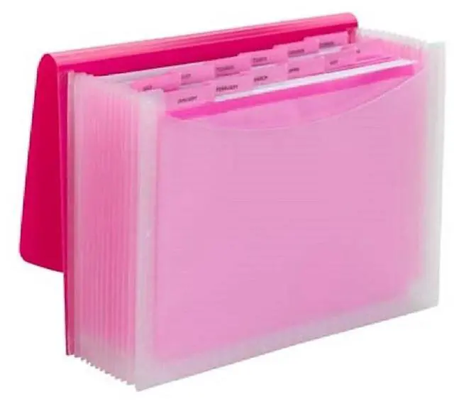 Alt view image 6 of 7 - Smead Vibrant Line Plastic Accordion File 12-Pocket Letter Size Pink/Clear (70864)