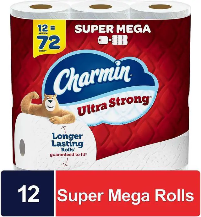 Alt view image 2 of 8 - Charmin Ultra Strong Super Mega Toilet Paper 2-Ply White 363 Sheets/Roll 12 Rolls/Pack (04311)
