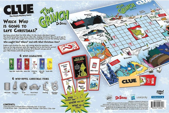Alt view image 3 of 6 - CLUE The Grinch Mystery Board Game (USACL154779)