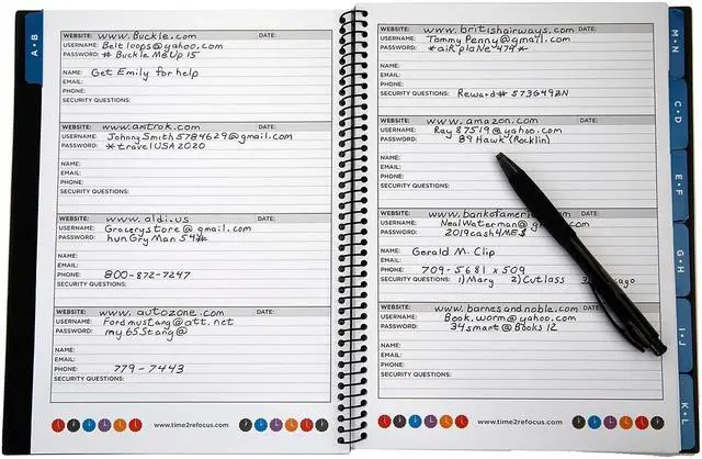 Alt view image 9 of 18 - Re-Focus the Creative Office Large Password Keeper Book, 7.5x10", Black