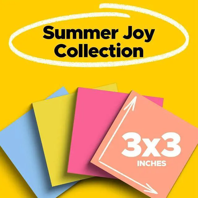 Alt view image 2 of 7 - Post-it Super Sticky Notes 3" x 3" Summer Joy Collection 70 Sheet/Pad 24 Pads/Pack (654-24SSJOY-CP) 65424SSJOYCP