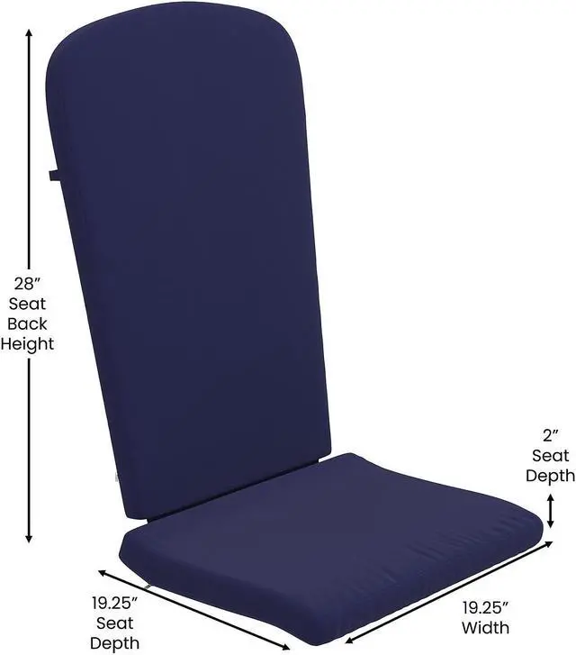 Alt view image 13 of 13 - Charlestown Set of 2 All-Weather Poly Resin Wood Adirondack Chairs in Slate Gray with Blue Cushions for Deck, Porch, and Patio