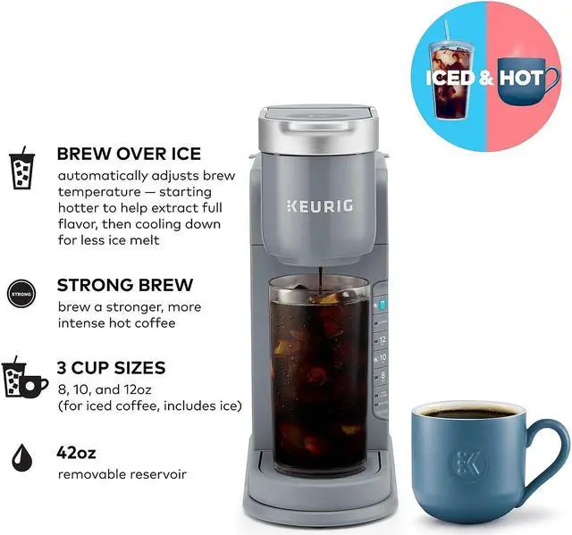 Alt view image 3 of 14 - Keurig K-Iced Single Serve Coffee Maker Arctic Gray (5000371871)