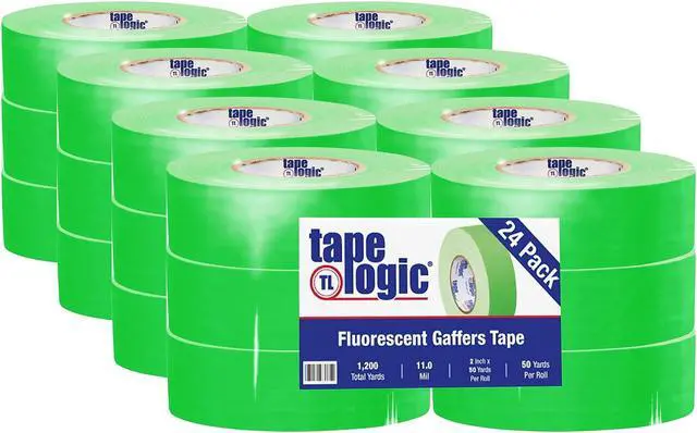 Alt view image 2 of 4 - Tape Logic T9874FG 2 in. x 50 Yards Fluorescent Green Tape Logic 11 mil Gaffers Tape - 24 Per Case