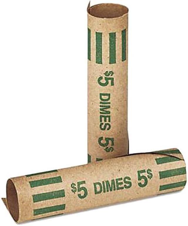 Gunshell Crimped-End Coin Wrapper, Dimes, $5.00, Kraft/Green, 1,000/Carton Gunshell Crimped-End Coin Wrapper, Dimes, $5.00, Kraft/Green, 1,000/Carton