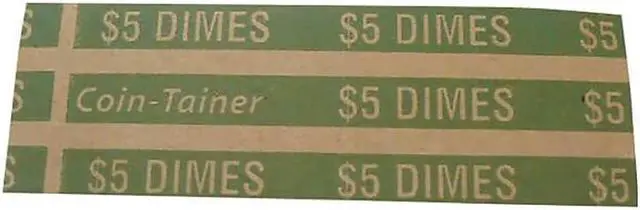 Alt view image 5 of 5 - FLAT TUBULAR COIN WRAP, DIMES, $5.00, GREEN, 1,000/BOX