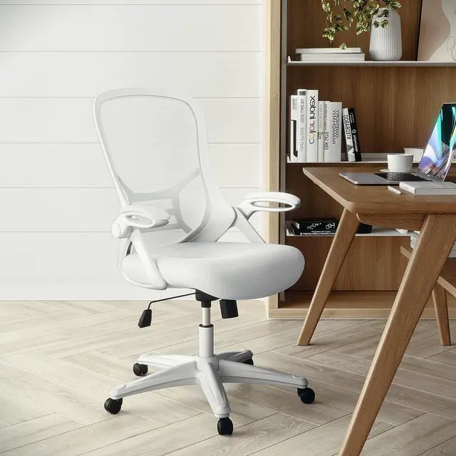 Alt view image 3 of 20 - Flash Furniture Porter Ergonomic Mesh Swivel High Back Office Chair White/White (HL00161WHWH)