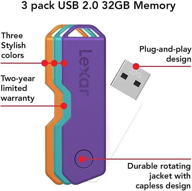 Alt view image 2 of 6 - Lexar JumpDrive TwistTurn2 32GB USB Flash Drive LJDTT2-32GABNA3