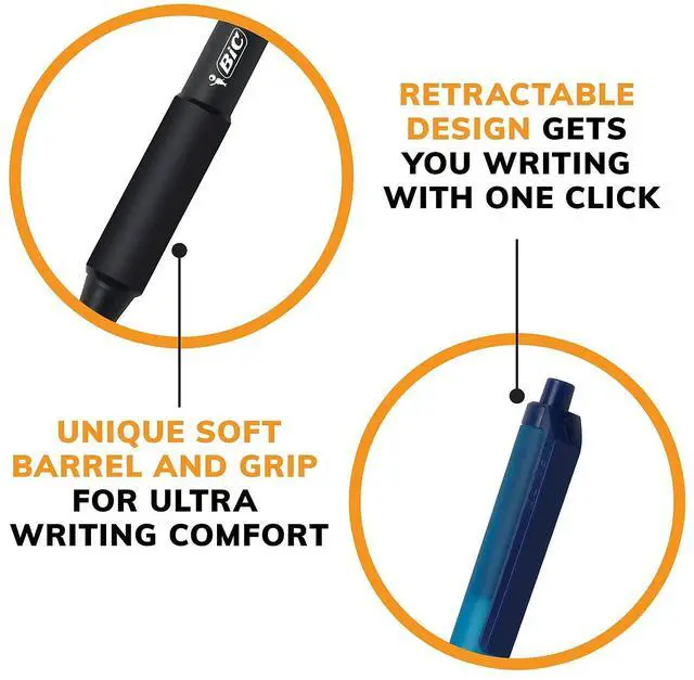 Alt view image 17 of 17 - BIC Soft Feel Retractable Ballpoint Pen Black 1mm Medium 36/Pack SCSM361BK