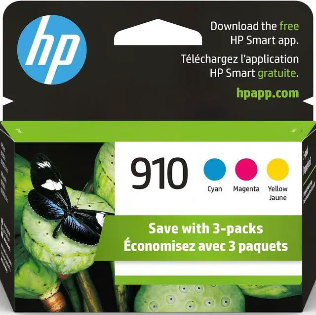 Alt view image 2 of 20 - HP 910 (3YN97AN) Ink Cartridges, 315 Page Yield (3-pack), Cyan/Magenta/Yellow