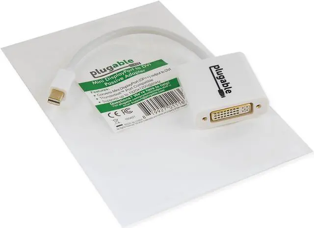 Alt view image 9 of 10 - Plugable Mini DisplayPort (Thunderbolt 2) to DVI Adapter (Supports Mac, Windows, Linux Systems and Displays up to 1920x1200@60Hz, Passive).