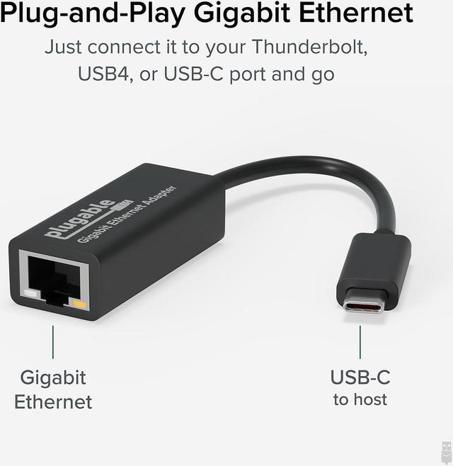 Alt view image 7 of 10 - Plugable USB C to Ethernet Adapter, Fast and Reliable Thunderbolt or USB C to Gigabit Ethernet Adapter, Compatible with Windows, Mac, iPhone 15, ChromeOS, Dell XPS, Switch
