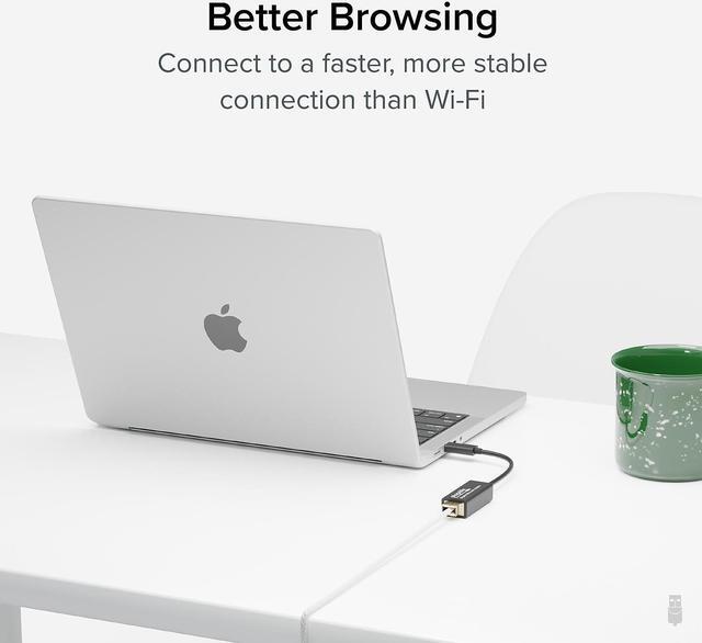 Alt view image 8 of 10 - Plugable USB C to Ethernet Adapter, Fast and Reliable Thunderbolt or USB C to Gigabit Ethernet Adapter, Compatible with Windows, Mac, iPhone 15, ChromeOS, Dell XPS, Switch