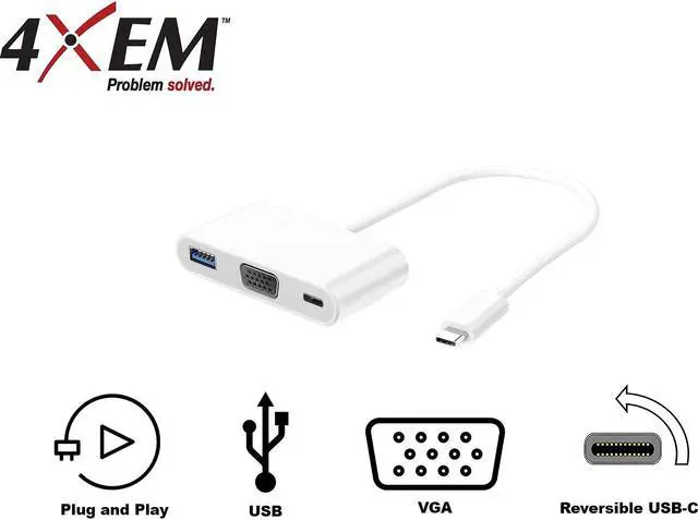 Alt view image 7 of 7 - USB C DOCK VGA USB 3.0 POWER DELIVERY 1080P PD 3-IN-1 ADAPTER