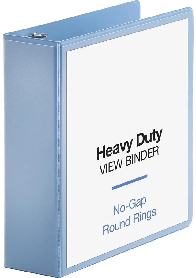 Alt view image 2 of 8 - Business Source View Binder Round Ring 3" Cap Letter-size Light Blue 19752