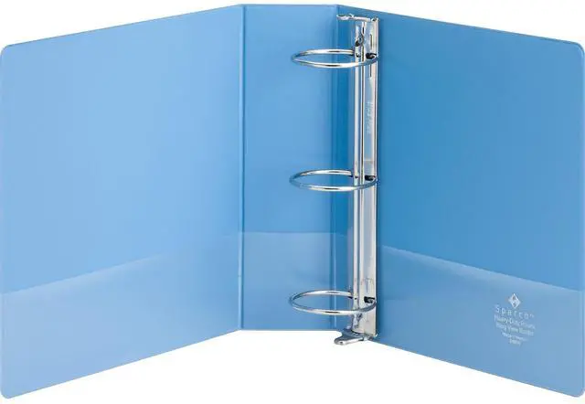 Alt view image 3 of 8 - Business Source View Binder Round Ring 3" Cap Letter-size Light Blue 19752