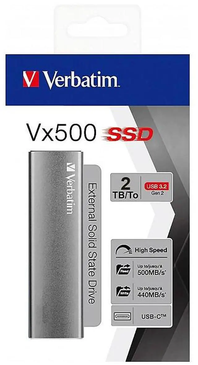 Alt view image 3 of 13 - Verbatim Vx500 2TB USB 3.2 External Solid-State Drive (47454)
