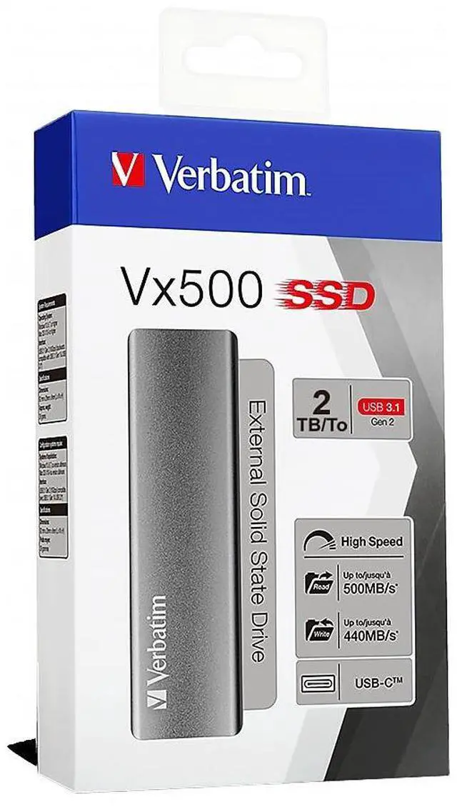 Alt view image 4 of 13 - Verbatim Vx500 2TB USB 3.2 External Solid-State Drive (47454)