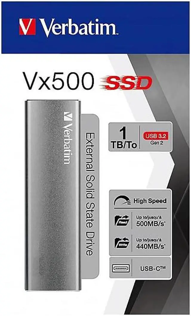 Alt view image 3 of 7 - Verbatim Vx500 1TB USB 3.2 External Solid-State Drive (47444)