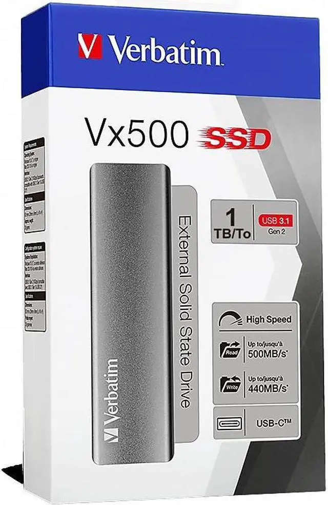Alt view image 4 of 7 - Verbatim Vx500 1TB USB 3.2 External Solid-State Drive (47444)