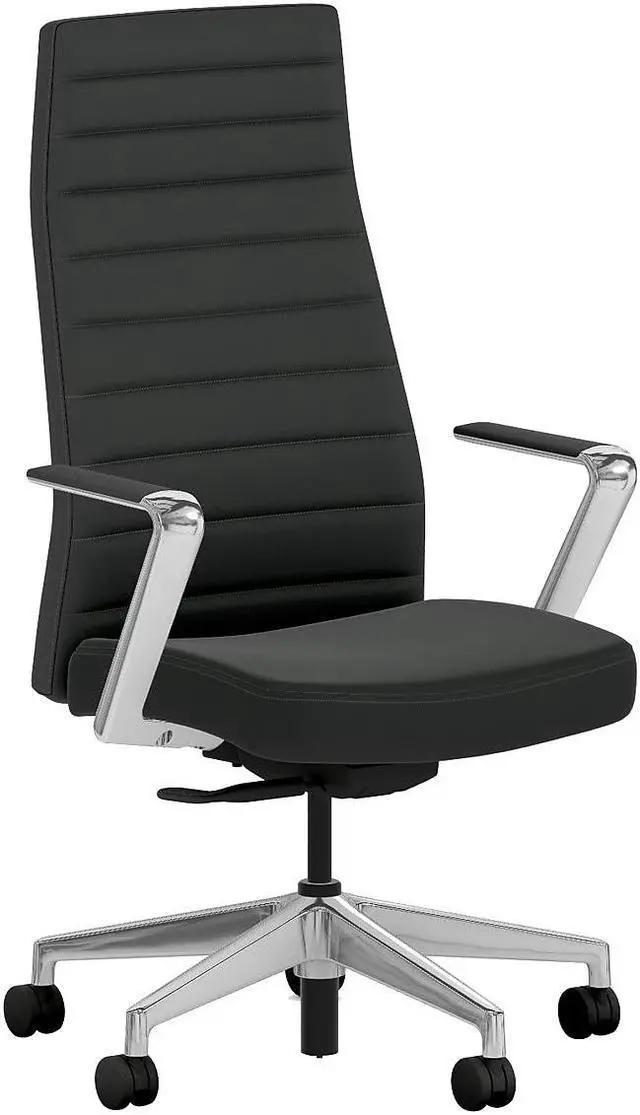 Alt view image 2 of 6 - HON Cofi Fabric Swivel Executive Chair Black/Polished Aluminum (HCFEU.W0.STC.P.H.UR10.CHSTC09.PA)