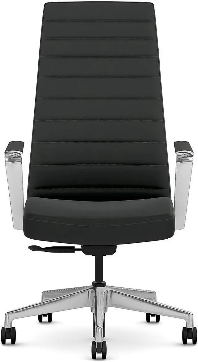 Main image of HON Cofi Fabric Swivel Executive Chair Black/Polished Aluminum (HCFEU.W0.STC.P.H.UR10.CHSTC09.PA)