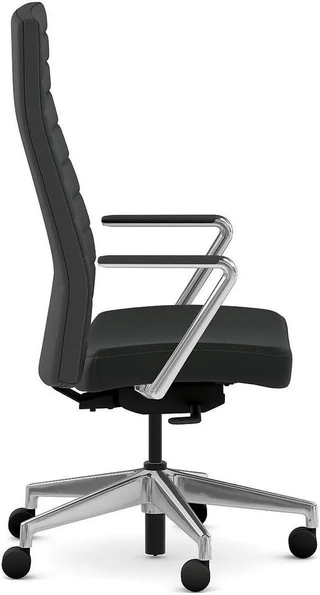 Alt view image 5 of 6 - HON Cofi Fabric Swivel Executive Chair Black/Polished Aluminum (HCFEU.W0.STC.P.H.UR10.CHSTC09.PA)