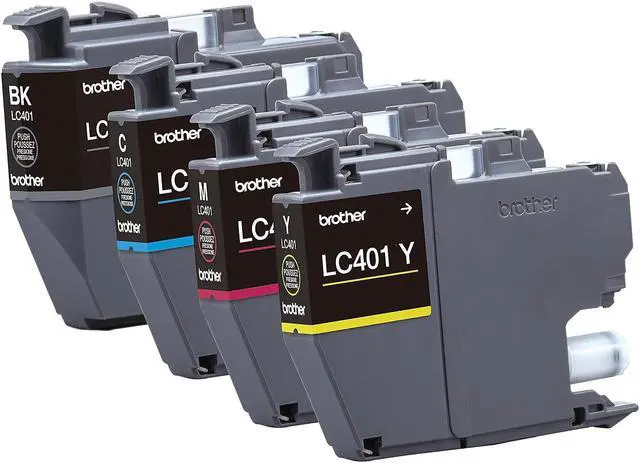 Alt view image 3 of 16 - Brother LC401 Black/Cyan/Magenta/Yellow Standard Yield Ink Cartridges 4/Pack (LC4014PKS)