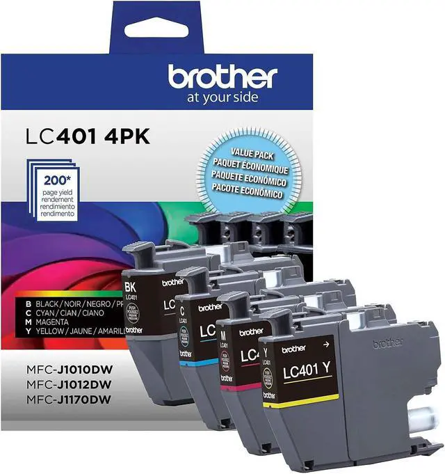Alt view image 2 of 16 - Brother LC401 Black/Cyan/Magenta/Yellow Standard Yield Ink Cartridges 4/Pack (LC4014PKS)