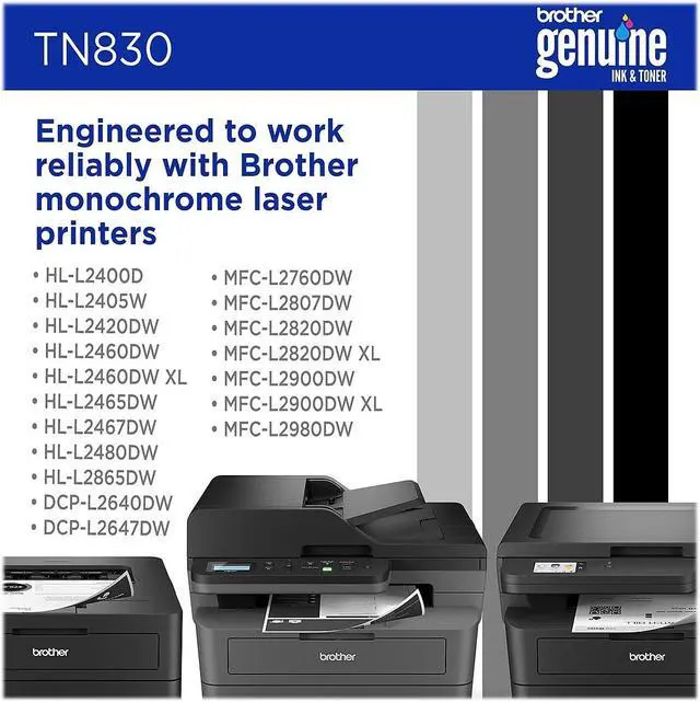 Alt view image 6 of 10 - Brother TN830 Toner Cartridge Standard Yield Black