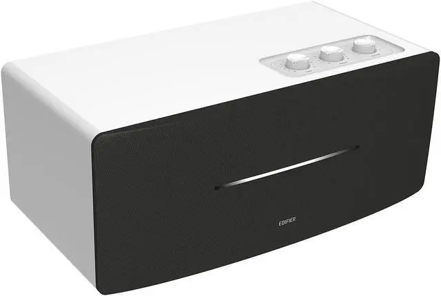 Alt view image 8 of 9 - Edifier D12 Tabletop Speaker - Integrated Desktop Stereo Bluetooth Speaker - Wireless Computer Speaker for Desktop Use- 70 Watts RMS with Subwoofer Line Out - White Enclosure