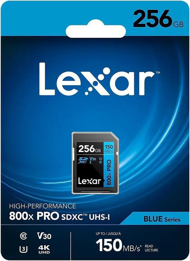 Alt view image 3 of 20 - Lexar High-Performance 800x PRO BLUE Series 256GB SDXC Memory Card Class 10 UHS-I V30 (LSD0800P256G-BNNNU)