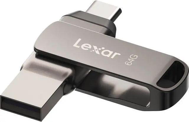 Alt view image 3 of 19 - Lexar JumpDrive D400 Dual 64GB USB 3.1 Flash Drive Titanium (LJDD400-64G-BNU)