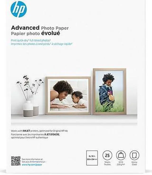 Alt view image 9 of 15 - HP Advanced Photo Paper, Glossy, 65 lb, 8 x 10 in., 203 x 254 mm, 25 sheets