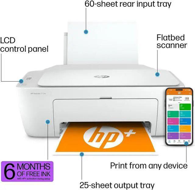 Alt view image 3 of 17 - HP DeskJet 2734e Wireless All-in-One Printer with Instant Ink and HP+