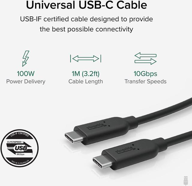 Alt view image 11 of 13 - Plugable 10Gbps USB C to USB C Cable, 3.3 feet (1 Meter), 5A, USB-IF Certified, USB 3.1 Gen 2 Type-C - Driverless