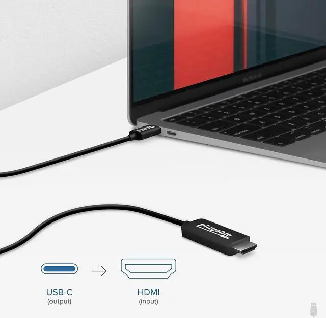Alt view image 14 of 16 - Plugable USB C to HDMI Cable 6ft - Connect USB-C, Thunderbolt 3, Thunderbolt 4 or USB4 Laptops to HDMI Displays up to 4K@60Hz - Compatible with Mac and Windows, HDMI 2.0, 1.8m - Driverless