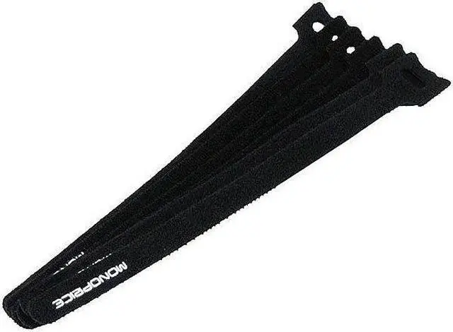 Alt view image 8 of 12 - Monoprice Hook and Loop Fastening Cable Ties, 9in, 100 pcs/pack, Black